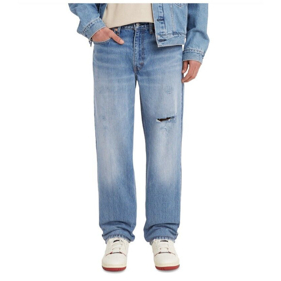 NEW Levis Men 550 Relaxed Fit Jeans Distressed Medium Indigo Baggy Size 33 X 32 - Picture 1 of 3